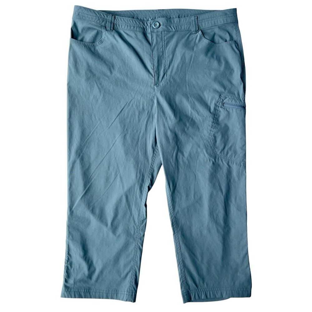 Eddie Bauer Pants Tech Capri Womens 14 Blue Nylon Stretch Outdoor Hiking Travel